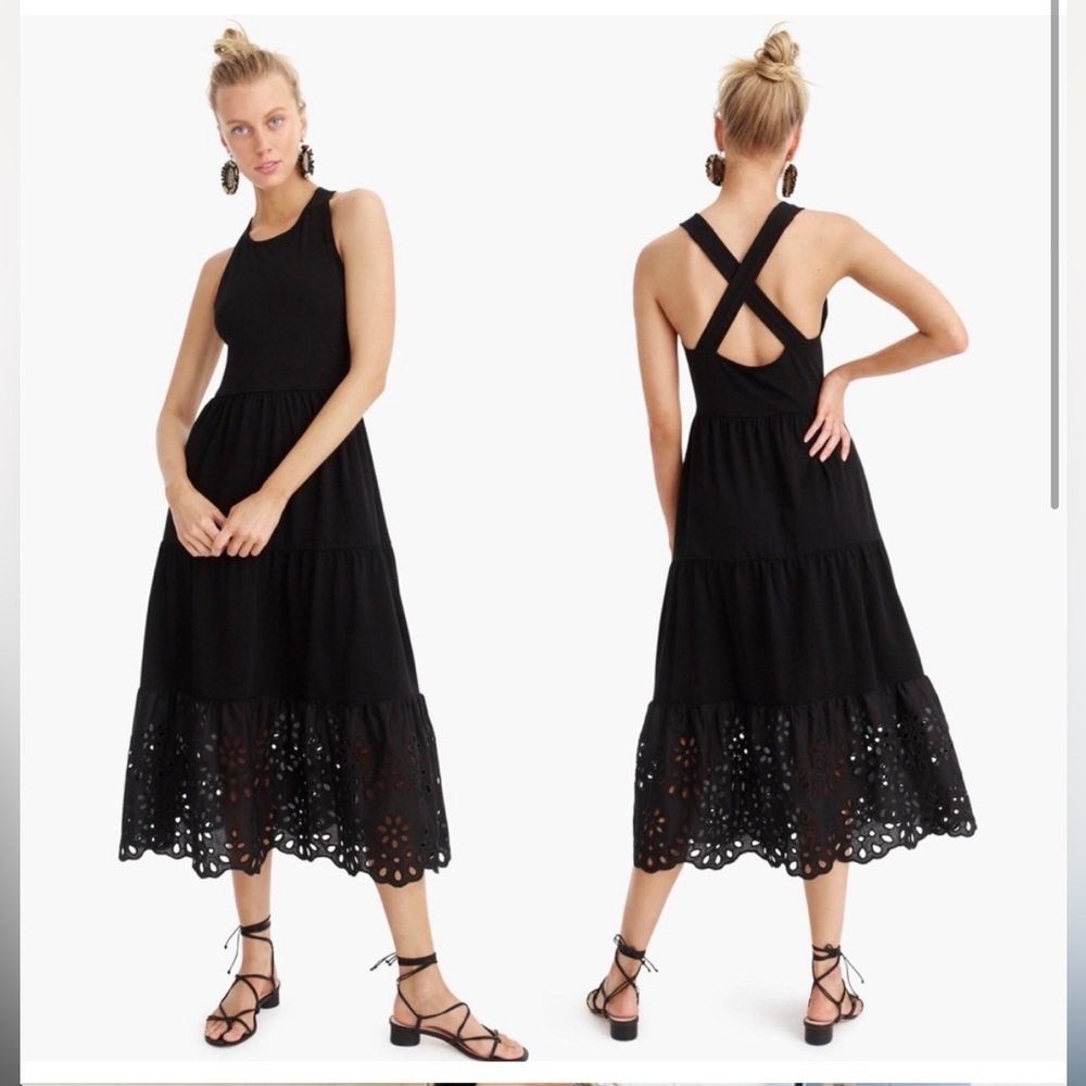 J. Crew Tiered knit maxi dress with eyelet trim